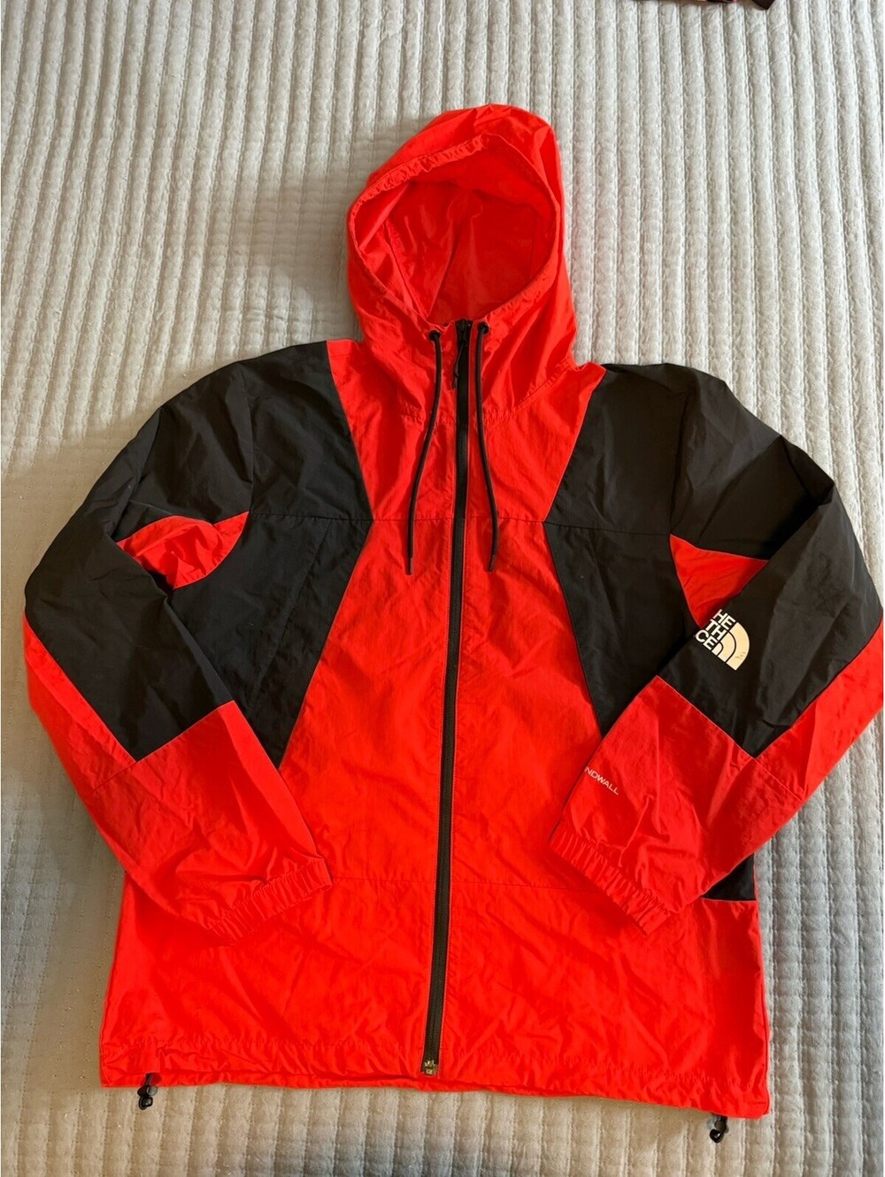 THE NORTH FACE Peril Wind Jacket Red Black Windwall Windbreaker Hiking Mens L
